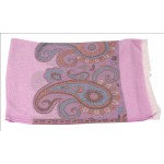 Silk Pashmina Stole / Scarf in Pink with Multicolor Border Size 70*30